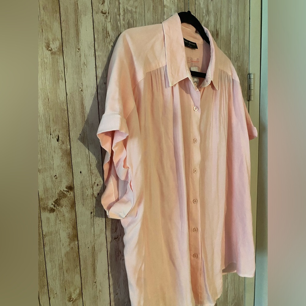 Lane Bryant New pink no-peek button up top size 20 collared blouse new with tags - Picture 2 of 7
